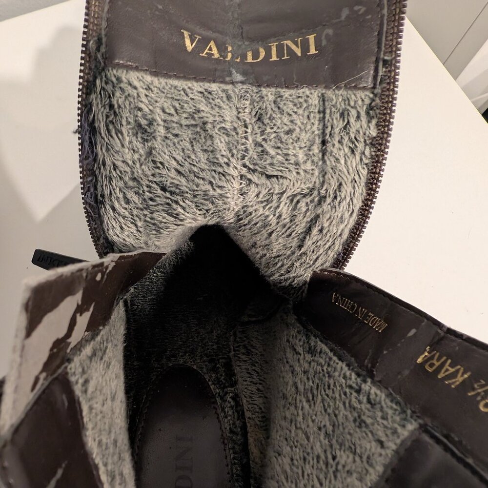 Valdini Dark Brown Suede Leather Pumps with Soft Fur Lining - Picture 3 of 7